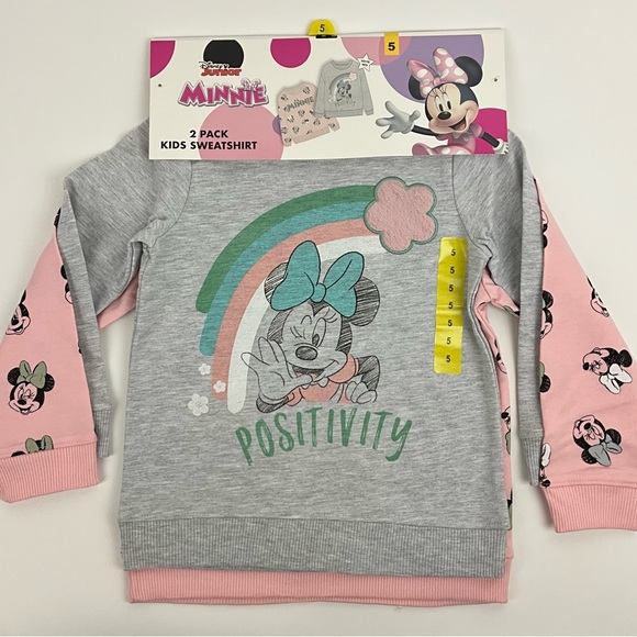 Disney Junior Girls 2 Pack Sweatshirt Minnie Mouse NWT - Picture 1 of 4